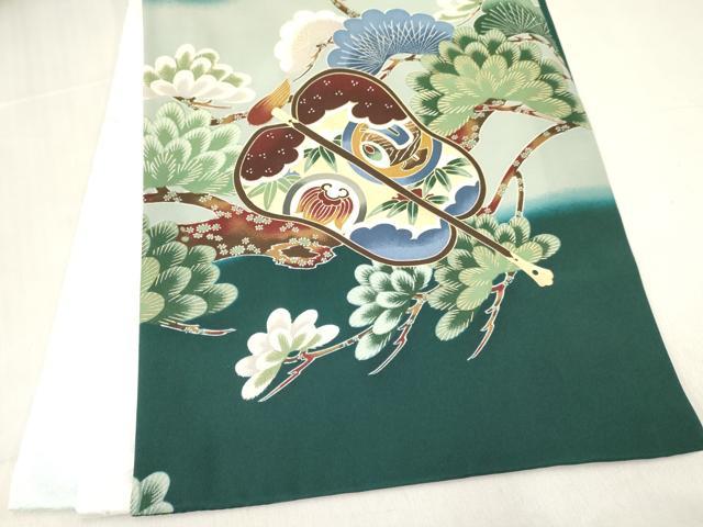 平和屋着物[]お宮参り 男の子 祝着 産着 初着 のしめ 鷹 鷲 龍 兜 風景松文 暈し染め 金彩 逸品 DABC5365ma