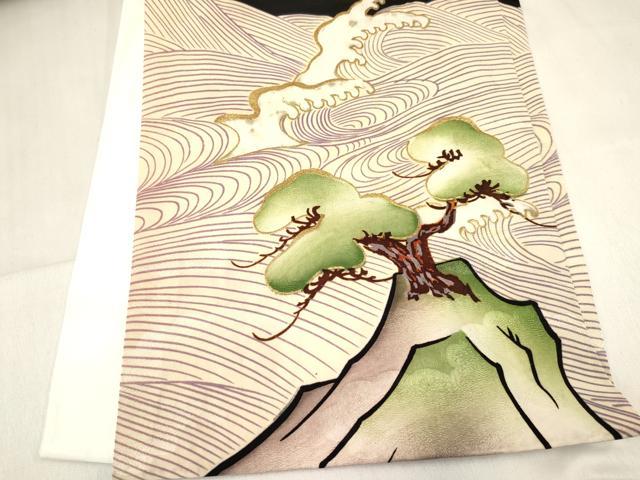 平和屋着物[]お宮参り　男の子　祝着　産着　初着　のしめ　刺繍　鷹　鷲　立波松文　金彩　洗える着物　DABC5366ma