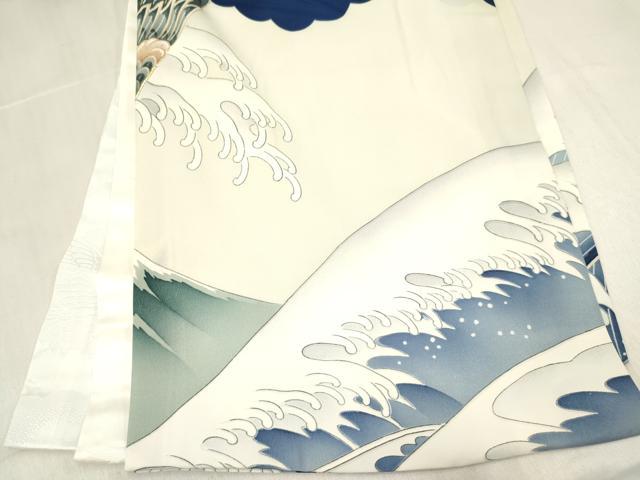 平和屋着物[]お宮参り　男の子　祝着　産着　初着　のしめ　駒刺繍　鷹　鷲　立波風景文　金彩　逸品　DABC5368ma