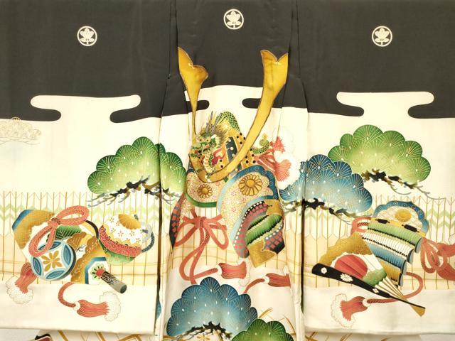 平和屋着物[]お宮参り　男の子　祝着　産着　初着　のしめ　駒刺繍　龍　兜　松文　金彩　逸品　DABC5370ma