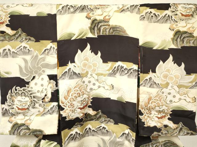平和屋着物[]お宮参り　男の子　祝着　産着　初着　のしめ　唐獅子　立波風景文　金銀彩　逸品　DABC5372ma