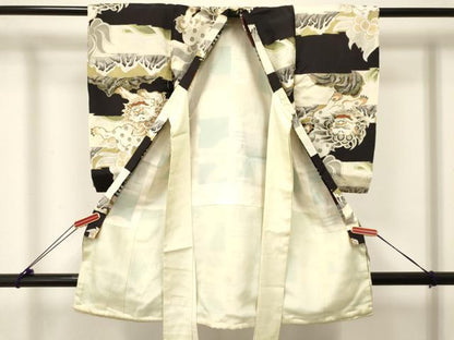 平和屋着物[]お宮参り　男の子　祝着　産着　初着　のしめ　唐獅子　立波風景文　金銀彩　逸品　DABC5372ma