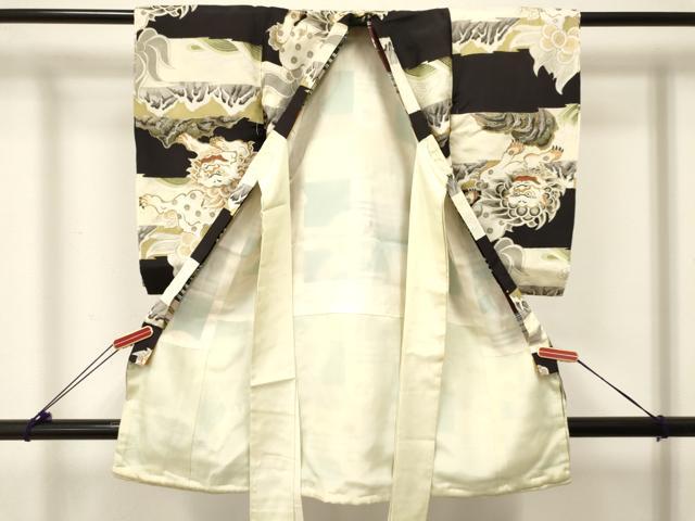 平和屋着物[]お宮参り　男の子　祝着　産着　初着　のしめ　唐獅子　立波風景文　金銀彩　逸品　DABC5372ma
