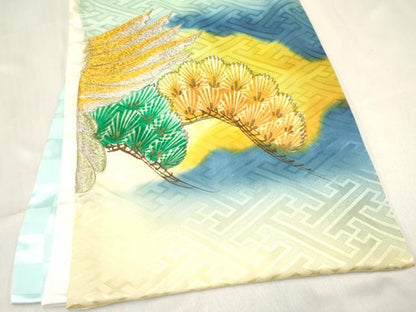 平和屋着物[]お宮参り　男の子　祝着　産着　初着　のしめ　刺繍　鷹　鷲　松文　暈し染め　金彩　逸品　DABC5376ma