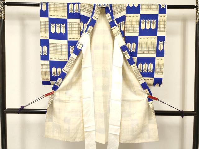 平和屋着物[]お宮参り　男の子　祝着　産着　初着　のしめ　矢羽文　市松文様　逸品　DABC5377ma