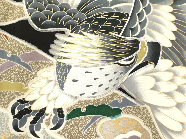平和屋着物[]お宮参り 男の子 祝着 産着 初着 のしめ 駒刺繍 鷹 鷲 打ち出の小槌 笹松文 金銀彩 逸品 DABC5379ma