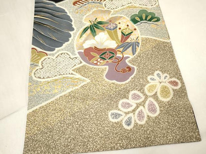 平和屋着物[]お宮参り　男の子　祝着　産着　初着　のしめ　駒刺繍　鷹　鷲　打ち出の小槌　笹松文　金銀彩　逸品　DABC5379ma