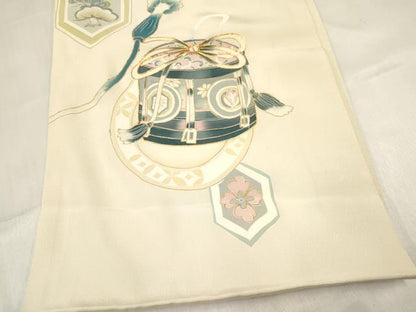 平和屋着物[]お宮参り　男の子　祝着　産着　初着　のしめ　駒刺繍　鼓扇面立波松文　金彩　逸品　DABC5380ma
