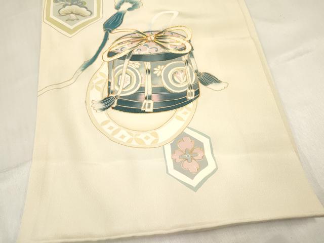 平和屋着物[]お宮参り　男の子　祝着　産着　初着　のしめ　駒刺繍　鼓扇面立波松文　金彩　逸品　DABC5380ma