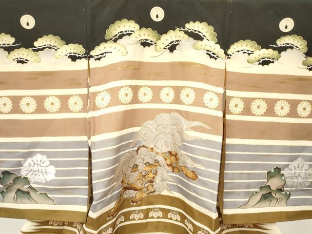 平和屋着物[]お宮参り　男の子　祝着　産着　初着　のしめ　駒刺繍　唐獅子　松菊桐文　金銀彩　逸品　DABC5382ma