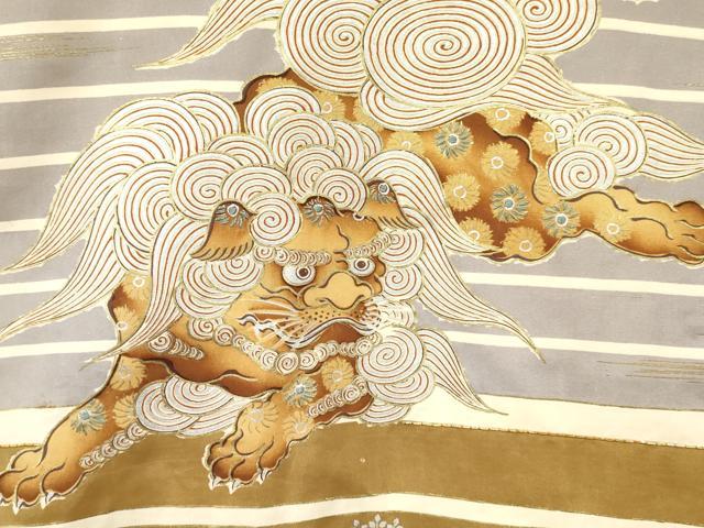 平和屋着物[]お宮参り　男の子　祝着　産着　初着　のしめ　駒刺繍　唐獅子　松菊桐文　金銀彩　逸品　DABC5382ma