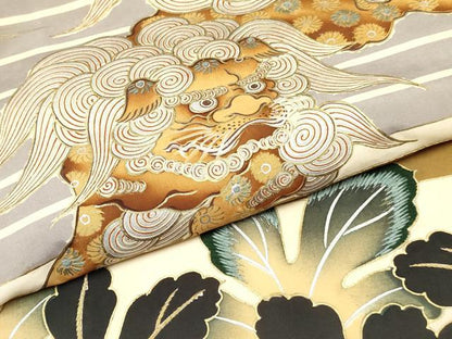 平和屋着物[]お宮参り　男の子　祝着　産着　初着　のしめ　駒刺繍　唐獅子　松菊桐文　金銀彩　逸品　DABC5382ma