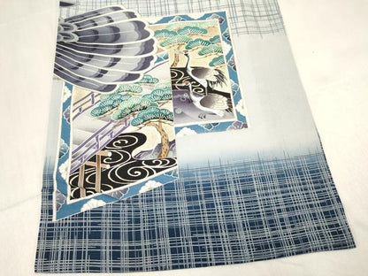 平和屋着物[]お宮参り 男の子 祝着 産着 初着 のしめ 駒刺繍 鷹 鷲 屏風笹竹松文 暈し染め 金銀彩 逸品 DABC5386ma