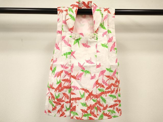 平和屋着物[]女の子　子供　被布　折り鶴　洗える着物　DABC5389ma