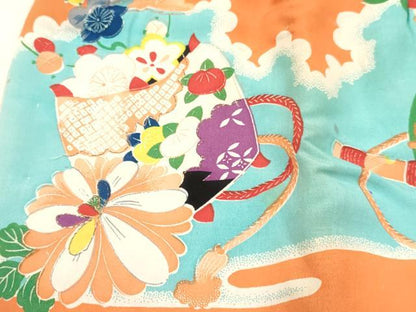 平和屋着物[]アンティーク　大正ロマン　女の子　子供　被布　駒刺繍　糸車　鼓花車文　金彩　逸品　DABC5390ma