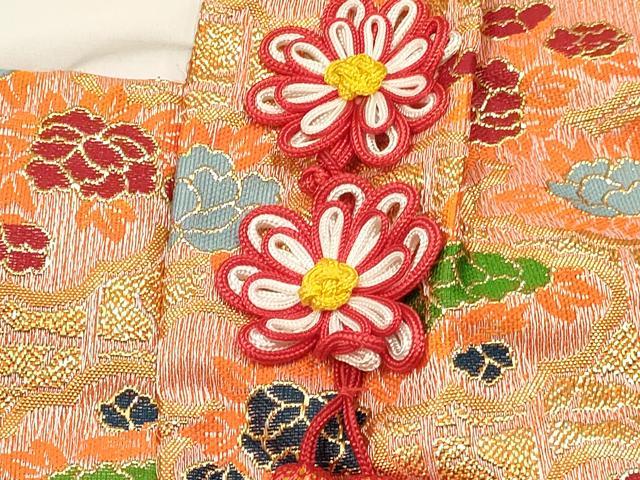 平和屋着物[]女の子　子供　被布　雲取り花文　金糸　DABC5391ma