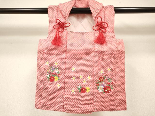 平和屋着物[]女の子　子供　被布　総刺繍　花丸文　逸品　DABC5392ma