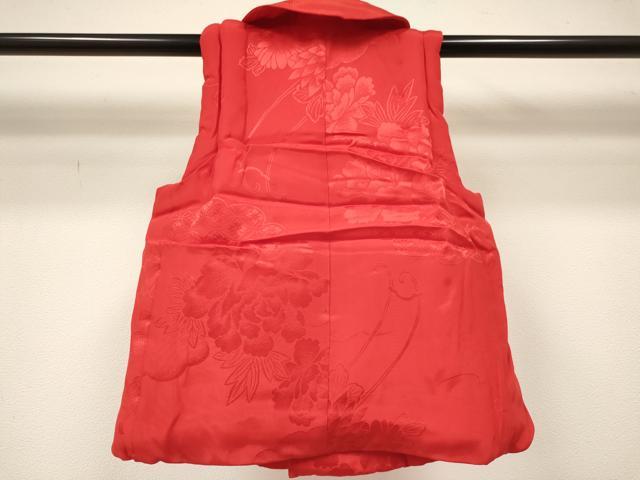平和屋着物[]女の子　子供　被布　草花地紋　深緋色　逸品　DABC5394ma