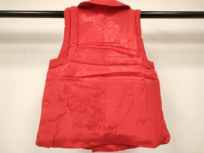 平和屋着物[]女の子 子供 被布 草花地紋 深緋色 逸品 DABC5394ma