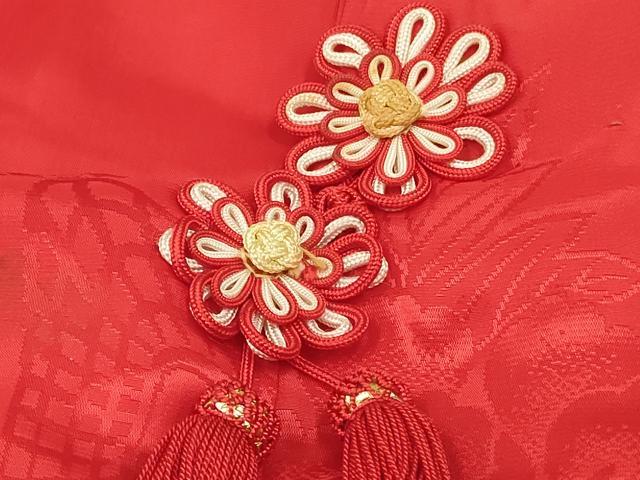 平和屋着物[]女の子 子供 被布 草花地紋 深緋色 逸品 DABC5394ma