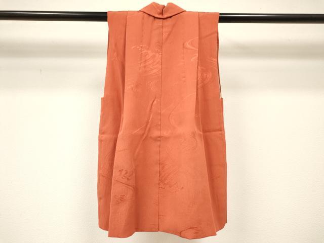 平和屋着物[]アンティーク 大正ロマン 女の子 子供 被布 立波地紋 赤朽葉色 逸品 DABC5395ma