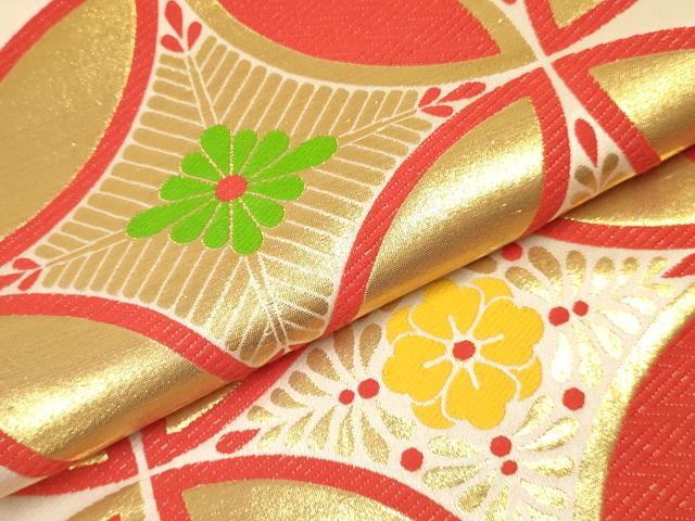 平和屋着物[]女の子　子供　全通柄袋帯　七宝花文　金糸　逸品　DABC5415ma