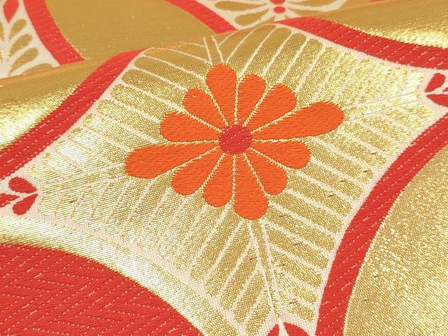 平和屋着物[]女の子　子供　全通柄袋帯　七宝花文　金糸　逸品　DABC5415ma