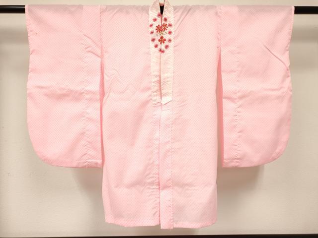 平和屋着物[]七五三　女の子　３歳　祝着　三つ身　長襦袢(単衣・半衿刺繍)セット　几帳飛鶴風景花文　金彩　逸品　DABC5417ma