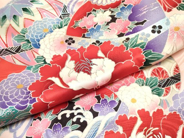 平和屋着物[]七五三　女の子　３歳　祝着　三つ身　長襦袢(袷)セット　鞠花文　金銀彩　逸品　DABC5418ma