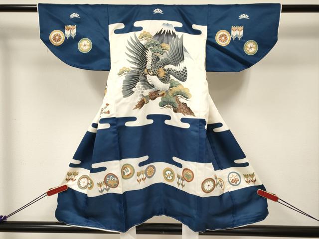 平和屋着物[]七五三 男の子 被布セット 鷹 鷲 風景松文 金彩 逸品 DABC5419ma