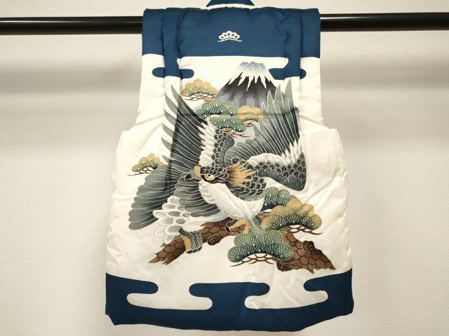 平和屋着物[]七五三　男の子　被布セット　鷹　鷲　風景松文　金彩　逸品　DABC5419ma