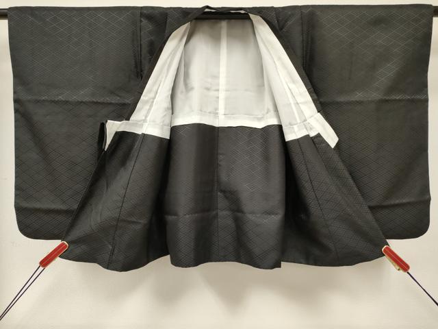 平和屋着物[]七五三　男の子　長襦袢(単衣)セット　花菱地紋　黒地　DABC5420ma