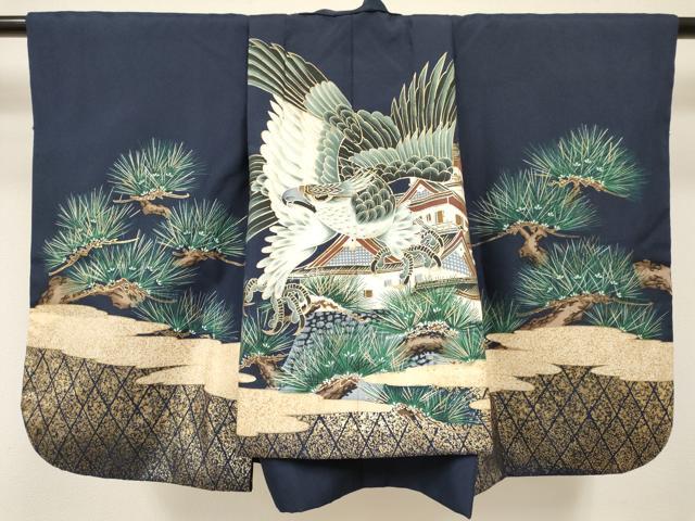 平和屋着物[]男の子 子供 羽織 鷹 鷲 風景松文 金彩 DABC5422ma