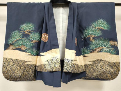 平和屋着物[]男の子 子供 羽織 鷹 鷲 風景松文 金彩 DABC5422ma