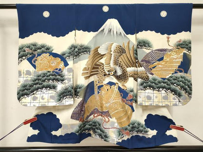 平和屋着物[]男の子　子供　祝着　鷹　鷲　龍　兜　地紙重ね松文　金銀彩　逸品　DABC5423ma