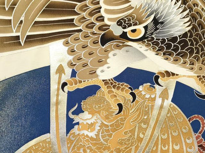 平和屋着物[]男の子　子供　祝着　鷹　鷲　龍　兜　地紙重ね松文　金銀彩　逸品　DABC5423ma