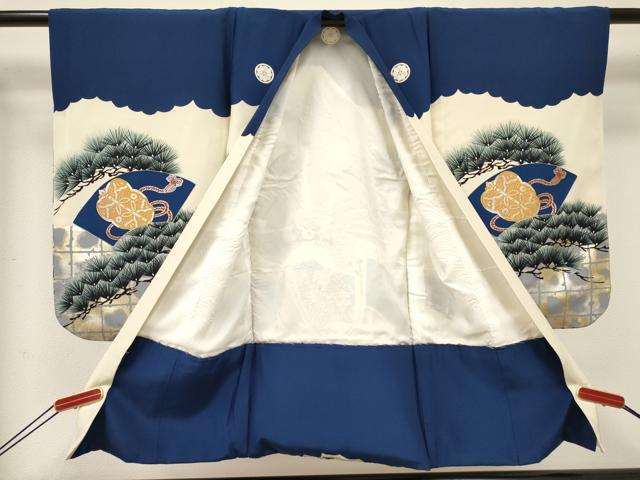 平和屋着物[]男の子　子供　祝着　鷹　鷲　龍　兜　地紙重ね松文　金銀彩　逸品　DABC5423ma