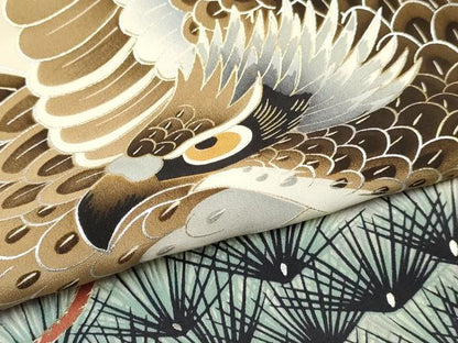 平和屋着物[]男の子　子供　祝着　鷹　鷲　龍　兜　地紙重ね松文　金銀彩　逸品　DABC5423ma