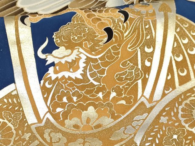 平和屋着物[]男の子　子供　祝着　鷹　鷲　龍　兜　地紙重ね松文　金銀彩　逸品　DABC5423ma