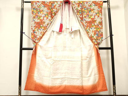 平和屋着物∵女の子　十三参り　子供　祝着　肌襦袢付き　枝梅文　金彩　逸品　DABC5432ma