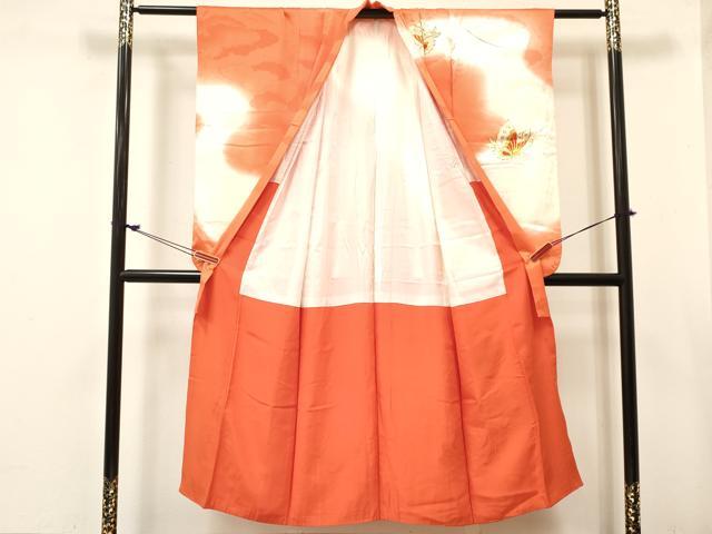 平和屋着物∵女の子　十三参り　子供　祝着　駒刺繍　花蝶文　暈し染め　銀彩　逸品　DABC5437ma