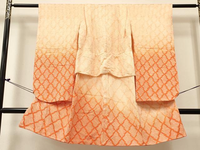 平和屋着物[]七五三 女の子 ３歳 祝着 三つ身 総絞り 松皮菱 暈し染め 逸品 DABC5440ma