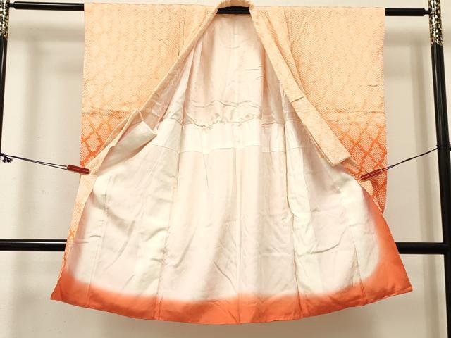 平和屋着物[]七五三 女の子 ３歳 祝着 三つ身 総絞り 松皮菱 暈し染め 逸品 DABC5440ma