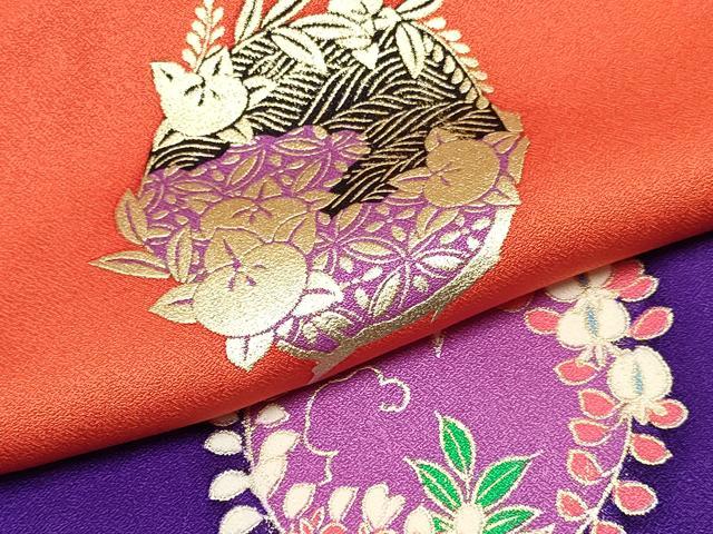 平和屋着物[]七五三　女の子　７歳　祝着　四つ身　駒刺繍　吉祥花丸文　暈し染め　金銀彩　逸品　DABC5441ma