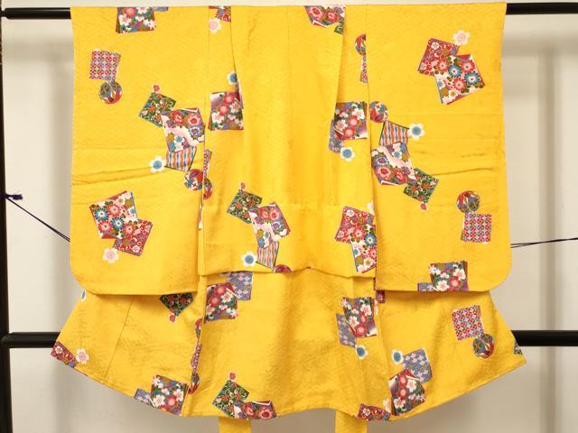 平和屋着物[]七五三　女の子　３歳　祝着　三つ身　色紙重ね花文　逸品　DABC5442ma
