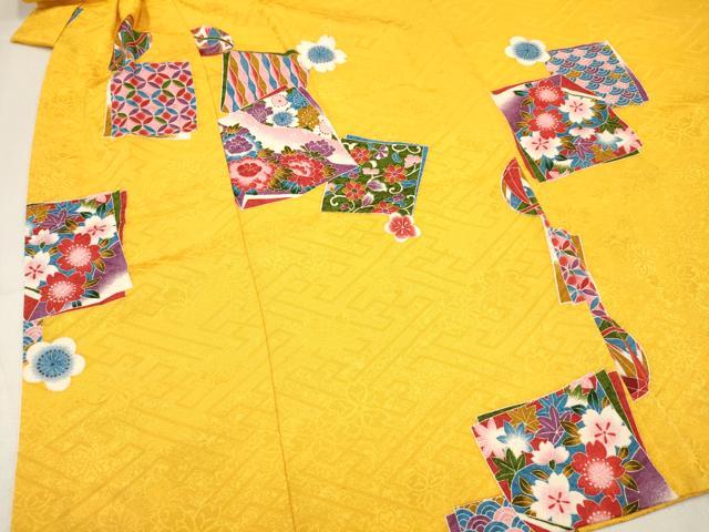平和屋着物[]七五三　女の子　３歳　祝着　三つ身　色紙重ね花文　逸品　DABC5442ma