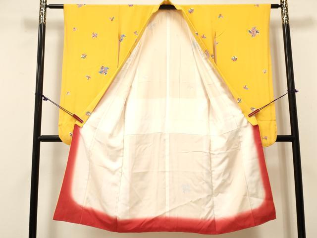 平和屋着物[]七五三　女の子　７歳　祝着　四つ身　風車　鈴花文　逸品　DABC5444ma