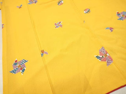 平和屋着物[]七五三　女の子　７歳　祝着　四つ身　風車　鈴花文　逸品　DABC5444ma