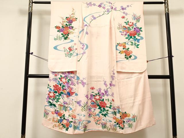 平和屋着物[]七五三　女の子　７歳　祝着　四つ身　鴛鴦花文　金彩　逸品　DABC5446ma