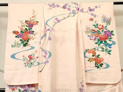 平和屋着物[]七五三 女の子 ７歳 祝着 四つ身 鴛鴦花文 金彩 逸品 DABC5446ma